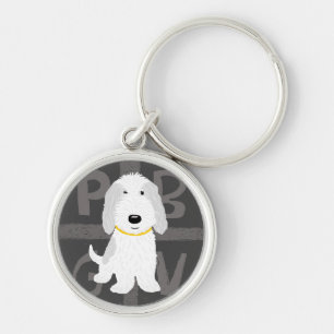 Porte-clés Chien de caricature gris et blanc PBGV