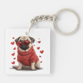 Porte-clés Chien de Carlin de la Saint-Valentin (Dos)