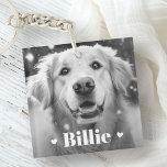 Porte-clés Chien de chien animal nom de chat coeurs deux phot<br><div class="desc">Porte - clé photo avec votre photo d'animal de compagnie personnalisée avec le nom de l'animal comme un texte blanc recouvert de deux coeurs.</div>
