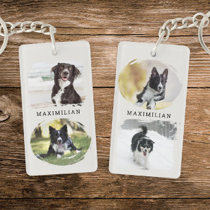 Porte-clés Chien de compagnie 4-Photo Nom personnalisé