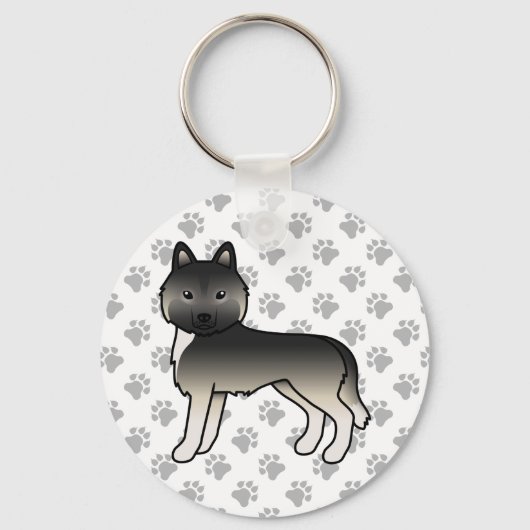 Porte-clés chien de dessin animé Husky sibérien ag (Recto)