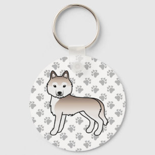 Porte-clés Chien de dessin animé Husky sibérien rouge clair e