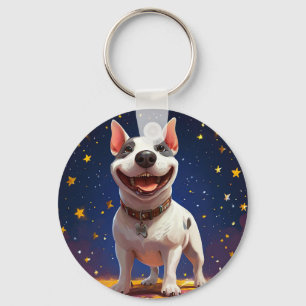 Porte-clés Chien de dessin animé joueur avec des couleurs viv