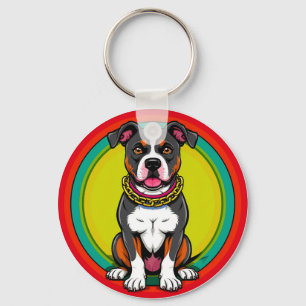 Porte-clés Chien de dessin animé mignon avec collier