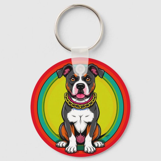 Porte-clés Chien de dessin animé mignon avec collier (Recto)