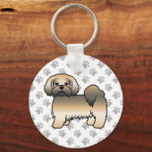 Porte-clés Chien de dessin animé mignon Lhasa Apso Sable Doré (Recto)