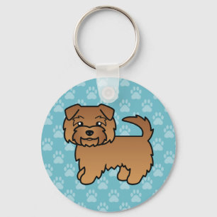 Porte-clés Chien de dessin animé Norfolk Terrier rouge sur fo