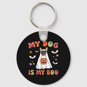 Porte-clés Chien de Femme Est Boo Bulldog Français Noir Hallo