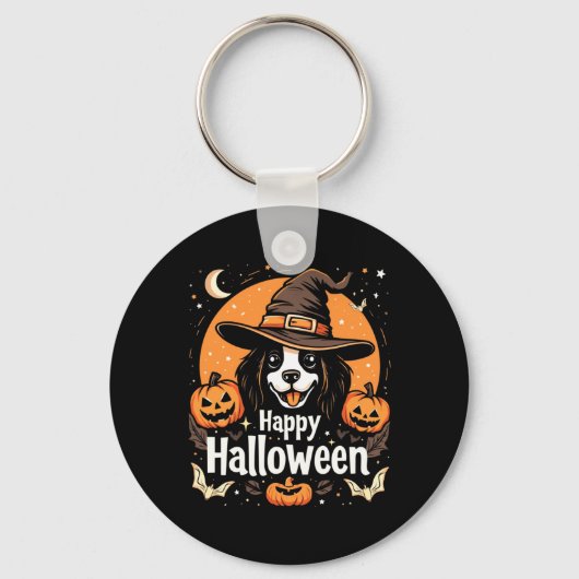Porte-clés Chien de Joyeux Halloween à manches longues (Recto)