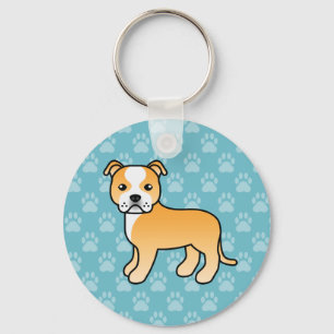 Porte-clés Chien De La Faune Et Du Staffordshire Blanc Bull T