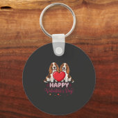 Porte-clés Chien de la Saint-Valentin Basset Hound Floral (Recto)