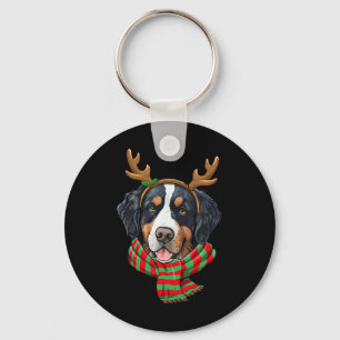 Porte-clés Chien de Montagne bernois Renne de Noël Santa Hat