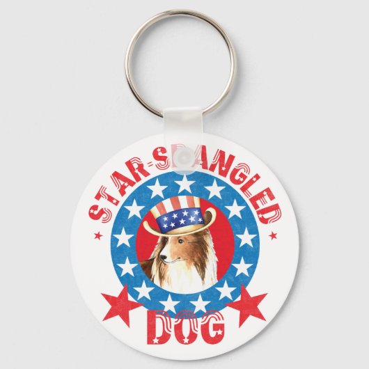 Porte-clés Chien de mouton de Shetland patriotique (Recto)