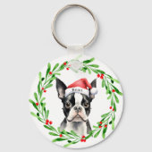 Porte-clés Chien de Noël Boston Terrier Terrier Fêtes Animaux (Verso)