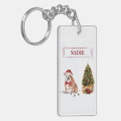 Porte-clés Chien de Noël drôle avec arbre (Devant gauche)