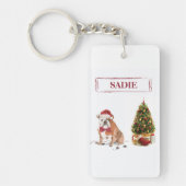 Porte-clés Chien de Noël drôle avec arbre (Devant)