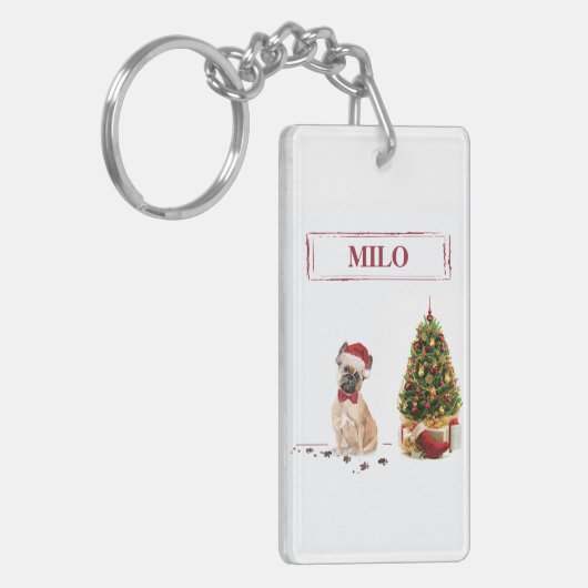 Porte-clés Chien de Noël Funny avec arbre (Devant gauche)