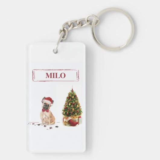 Porte-clés Chien de Noël Funny avec arbre (Dos)