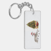 Porte-clés Chien de Noël italien Greyhound avec arbre (Devant gauche)