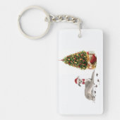 Porte-clés Chien de Noël italien Greyhound avec arbre (Devant)