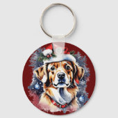 Porte-clés Chien de Noël mignon (Recto)