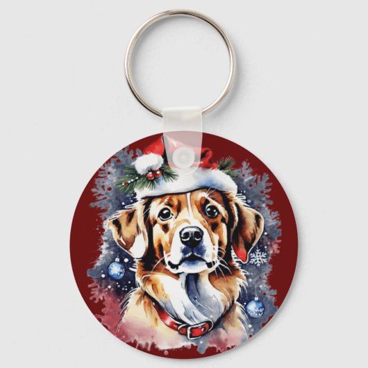 Porte-clés Chien de Noël mignon (Recto)