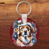 Porte-clés Chien de Noël mignon (Recto)