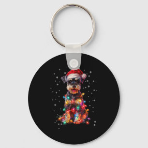 Porte-clés Chien de Noël Schnauzer Père Noël Xmas Femmes Homm