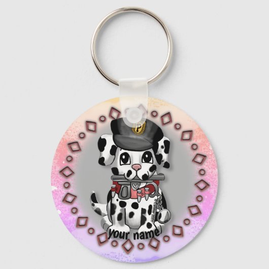Porte-clés Chien de police tacheté (Recto)