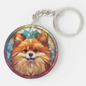Porte-clés Chien de Poméranie en verre doux (Dos)