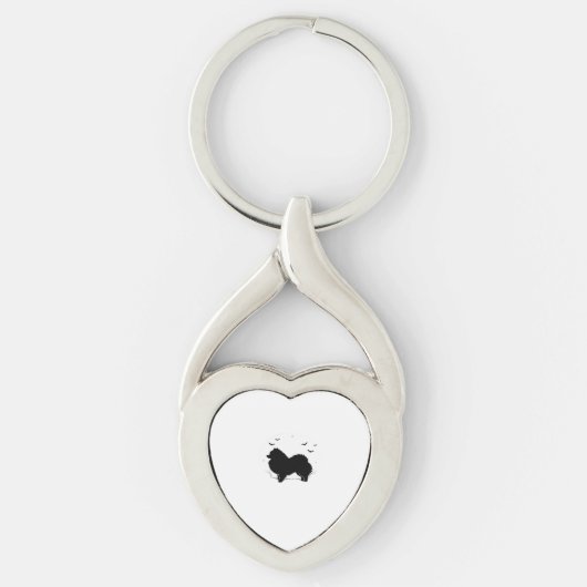 Porte-clés Chien de Poméranie - Halloween Lune Silhouette Cla (Devant)