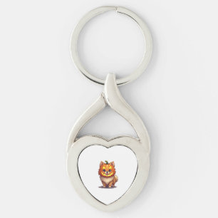 Porte-clés Chien de Poméranie, Masque citrouille