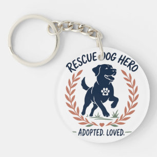 Porte-clés Chien de Sauvetage Héros Adopté Amour Empreinte de