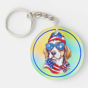 Porte-clés Chien de sublimation du 4 juillet
