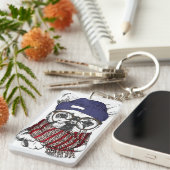 Porte-clés Chien de Taureau de Français de hippie (Devant droit)