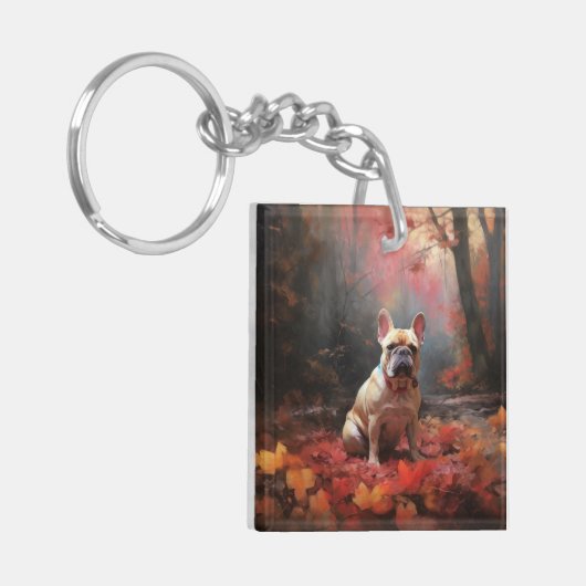 Porte-clés Chien de taureau français en automne Leaves automn (Devant gauche)