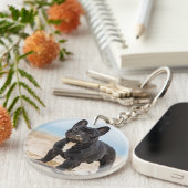 Porte-clés Chien de taureau français jouant dans le sable (Devant droit)