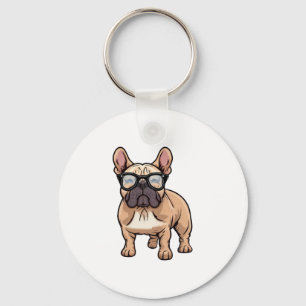 Porte-clés Chien de taureau français portant des lunettes