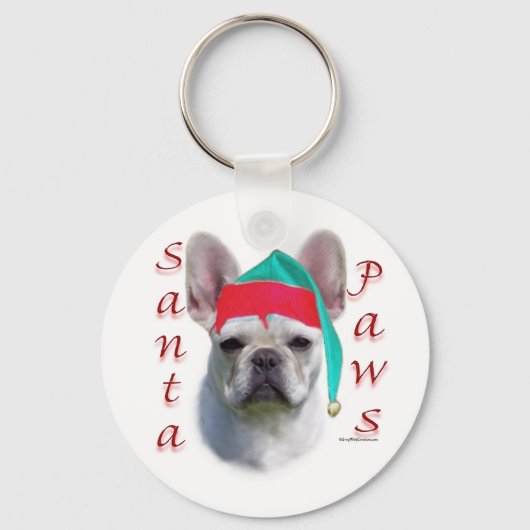 Porte-clés Chien de taureau français (wht) Père Noël Paws (Recto)
