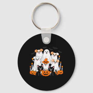 Porte-clés Chien d'Halloween déguisé en fantôme Chien d'Hallo