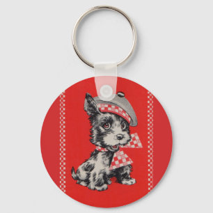 Porte-clés Chien écossais des années 1950 en rouge