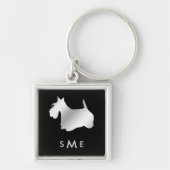 Porte-clés Chien écossais en argent noir Monogram (Devant)