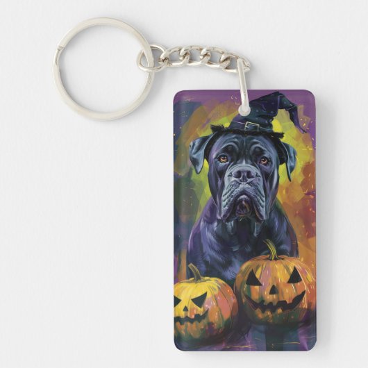Porte-clés Chien éffrayant Bullmastiff Halloween sorcière et  (Devant)