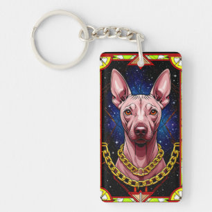 Porte-clés Chien en vitrail avec un fond étoilé