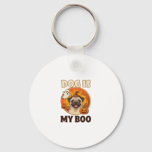 Porte-clés Chien Est Boo Pug Halloween Fantôme Citrouille