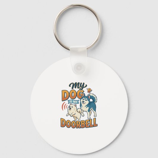 Porte-clés Chien Est Sonnette Aboie Blanc Bleu_1 (Recto)