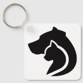 Porte-clés Chien et chat noir et blanc (Recto)
