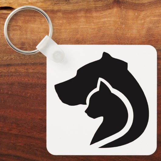 Porte-clés Chien et chat noir et blanc (Recto)
