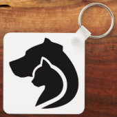 Porte-clés Chien et chat noir et blanc (Verso)
