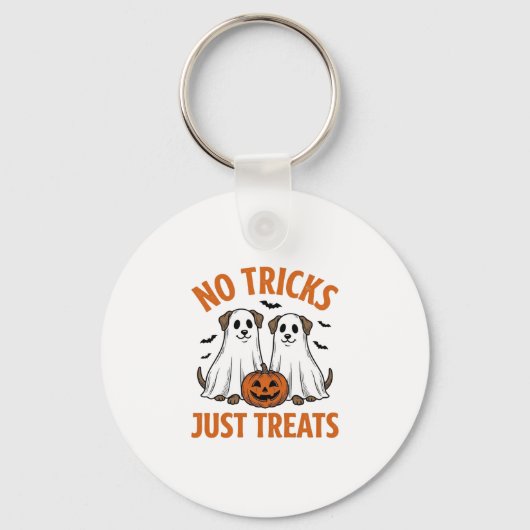 Porte-clés Chien fantôme drôle Halloween Pas de farces juste  (Recto)